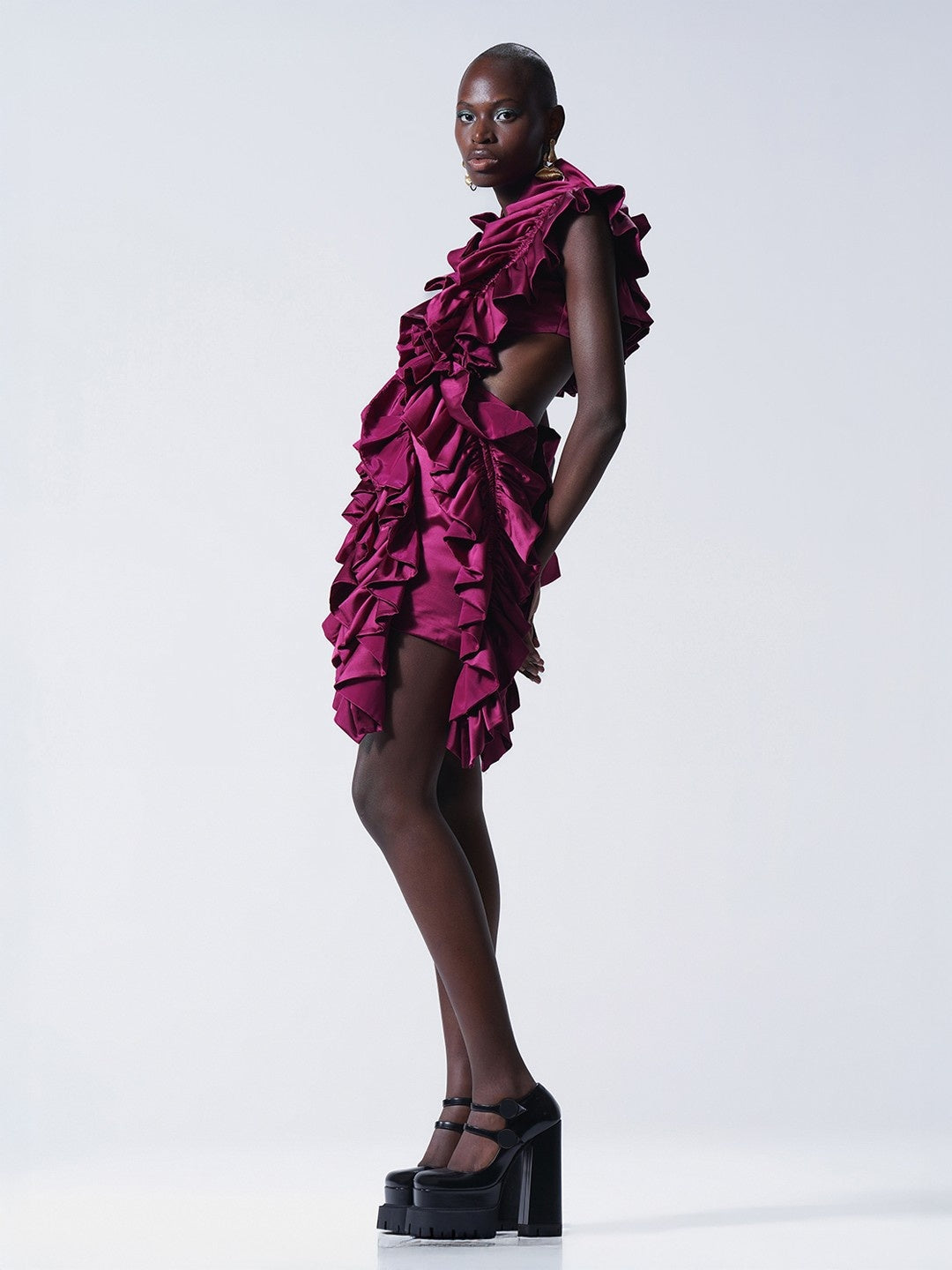 Carmine Ruffle Dress