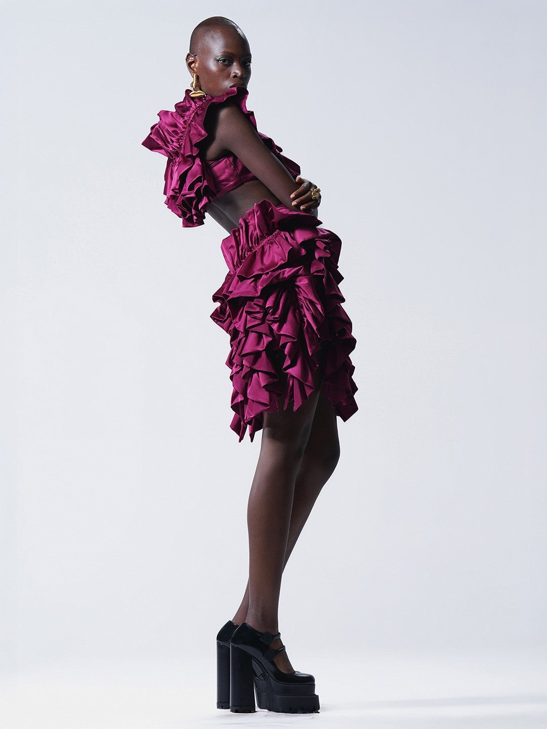 Carmine Ruffle Dress