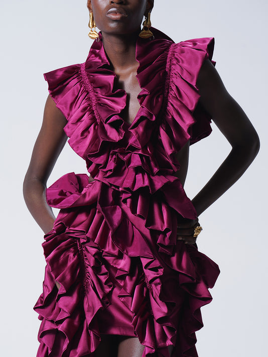 Carmine Ruffle Dress