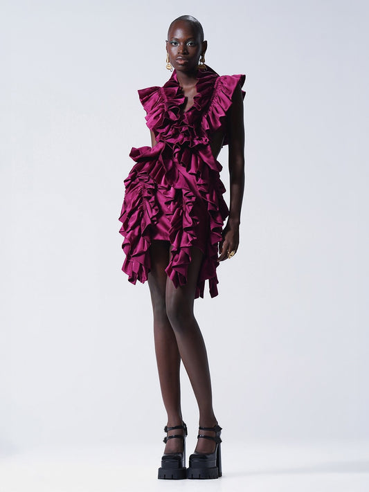 Carmine Ruffle Dress