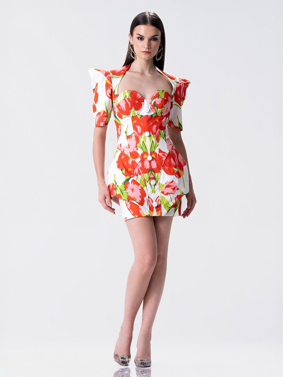 Printemps Rouge Midi Dress