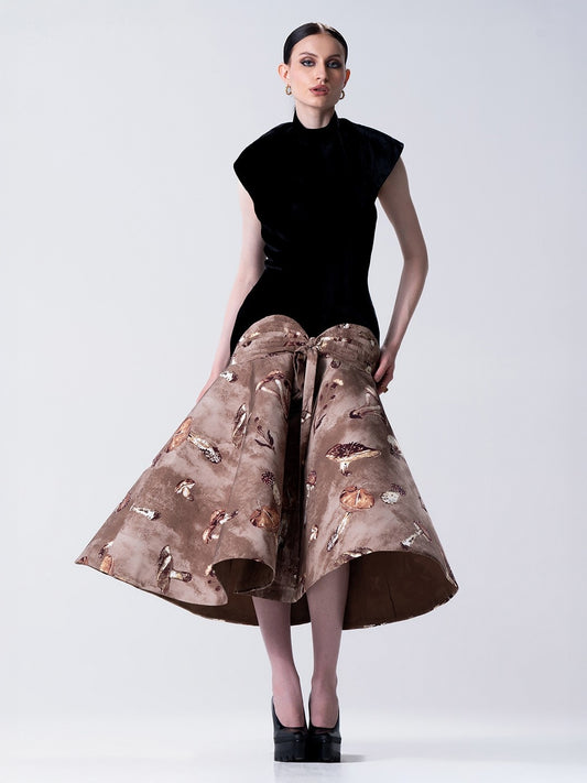 Champignon Contrast Midi Dress