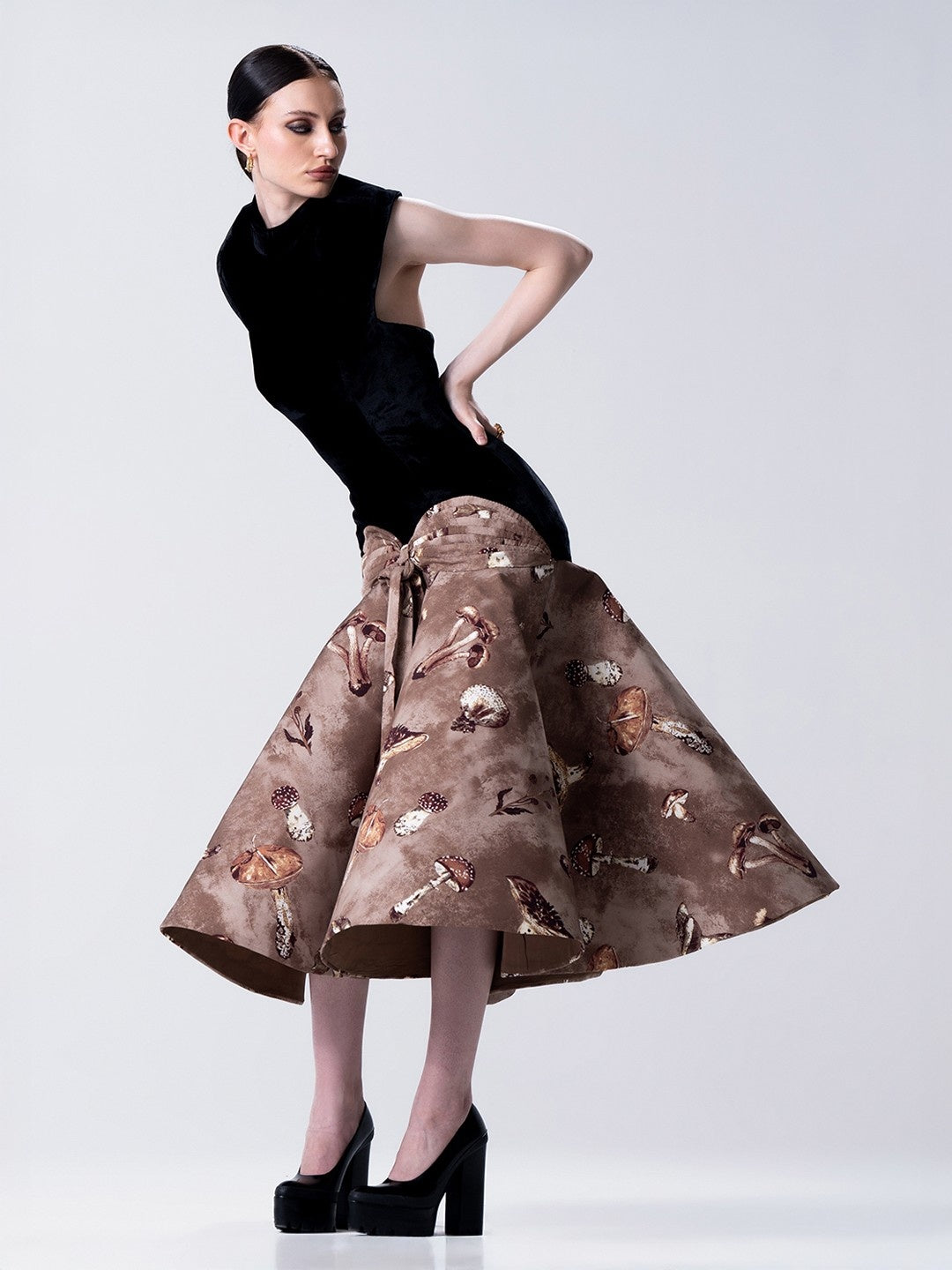 Champignon Contrast Midi Dress